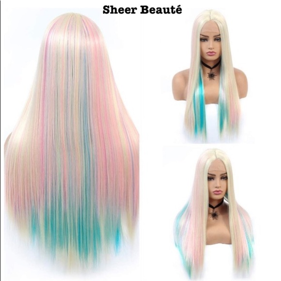 28'' Ombre Colored Rainbow Wig